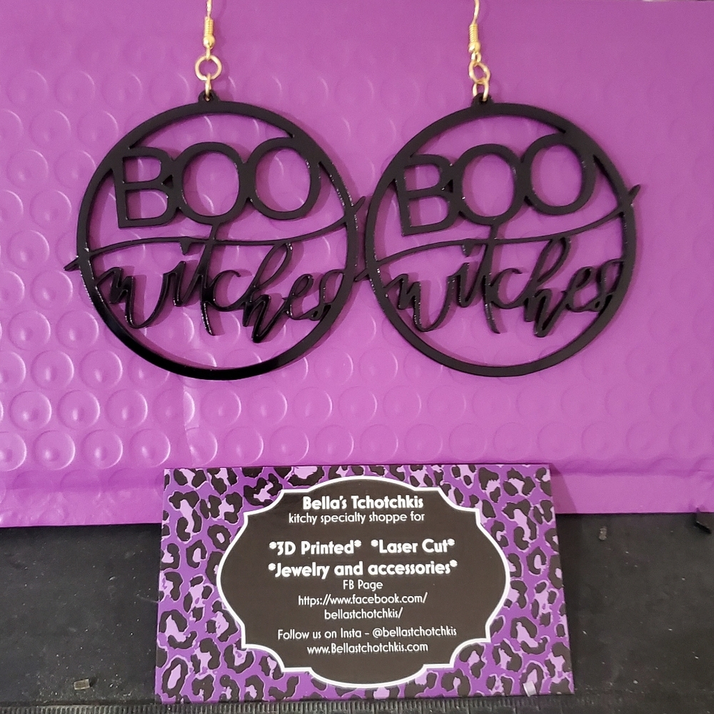 Boo Witches acrylic earrings